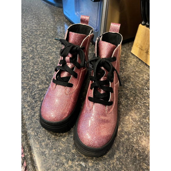 UGG - KIDS ASHTON LACE UP GLITTER ANKLE BOOTS - Picture 6 of 12